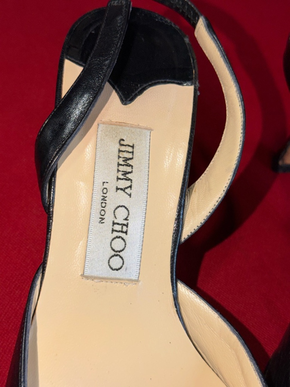 Jimmy Choo Black Leather Pointed Slingback Pumps - Picture 6 of 11